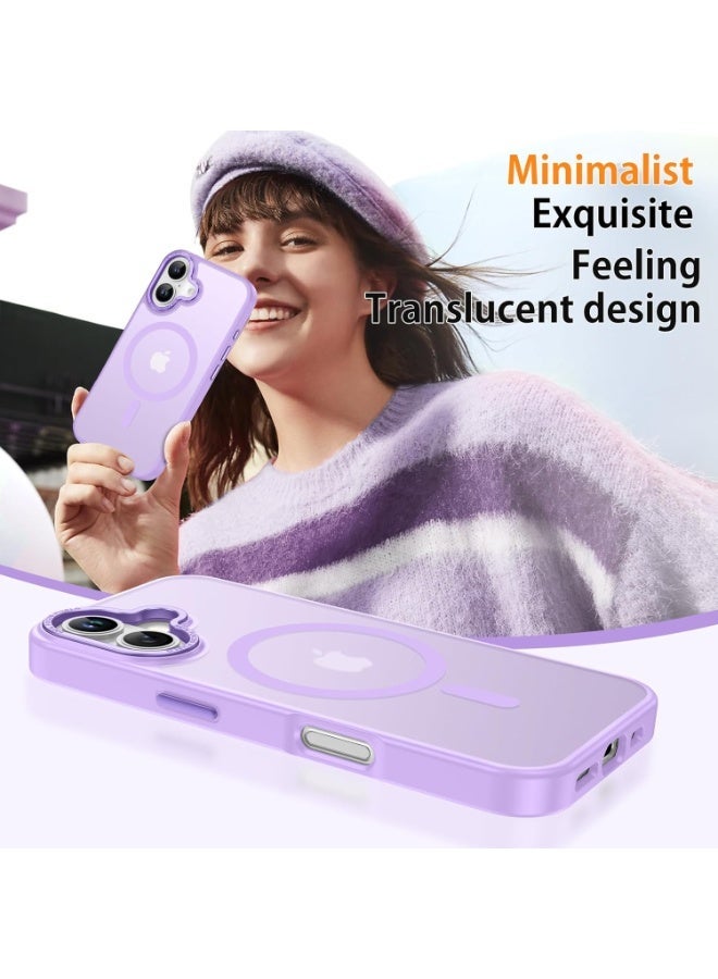 أكاليكس جراب مغناطيسي لهاتف آيفون 16 بلس [مقاوم للصدمات ونحيف] غطاء خلفي صلب شفاف غير لامع مع حماية عالية الجودة | بنفسجي فاتح - Image 2